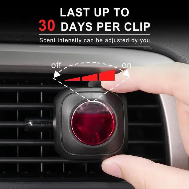 Alt view image 3 of 7 - Cherry Scent Car Air Freshener Clip,Provides Long Lasting Fragrance Holding for Over 120 Days,4 Vent Clips,4ml Each,Car Accessories for Men or Women(Cherry