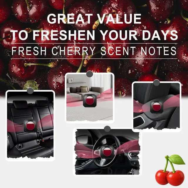 Alt view image 6 of 7 - Cherry Scent Car Air Freshener Clip,Provides Long Lasting Fragrance Holding for Over 120 Days,4 Vent Clips,4ml Each,Car Accessories for Men or Women(Cherry