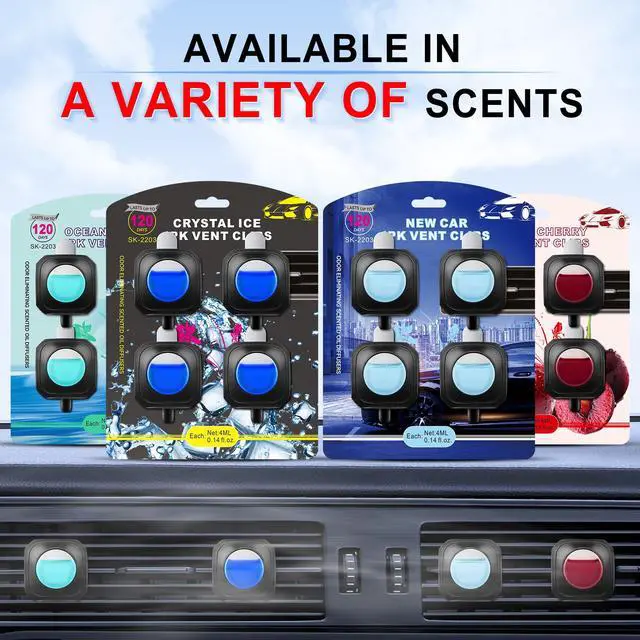 Alt view image 7 of 7 - Cherry Scent Car Air Freshener Clip,Provides Long Lasting Fragrance Holding for Over 120 Days,4 Vent Clips,4ml Each,Car Accessories for Men or Women(Cherry