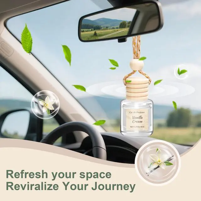 Alt view image 4 of 7 - Hanging Car Air Freshener, 6 Pack Vanilla Cream Essential Oil Scent