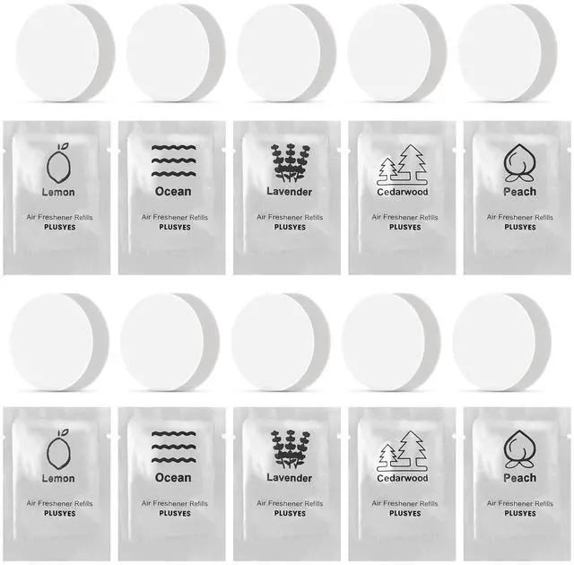 Main image of 10 Pack Car Air Vent Clip Freshener Refills Solid Fragrance - 5 Scents Replacement Pads Car Fresheners Long Lasting - Variety Scent Refill - Cedarwood, Lemon, Ocean, Peach, Lavender