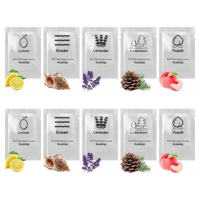 Alt view image 6 of 6 - 10 Pack Car Air Vent Clip Freshener Refills Solid Fragrance - 5 Scents Replacement Pads Car Fresheners Long Lasting - Variety Scent Refill - Cedarwood, Lemon, Ocean, Peach, Lavender