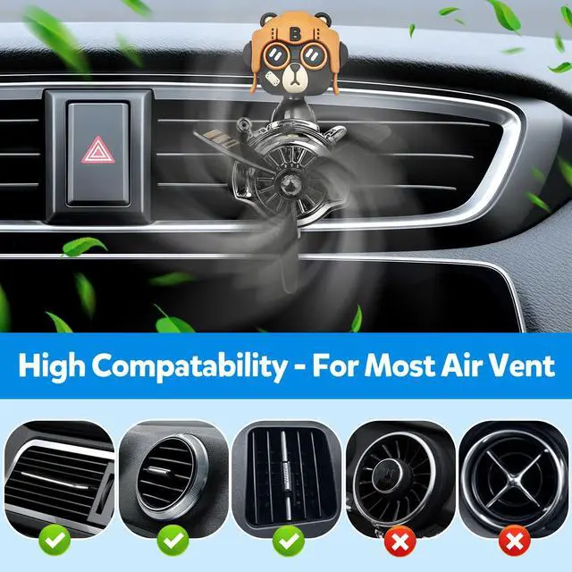 Alt view image 2 of 7 - Bear Pilot Car Fresheners Vent Clip Cute Teddy New Car Scent Automotive Air Fresheners Cartoon Air Outlet Aromatherapy Ornament Thank You Valentine's Gifts for Him Her Friends, Families