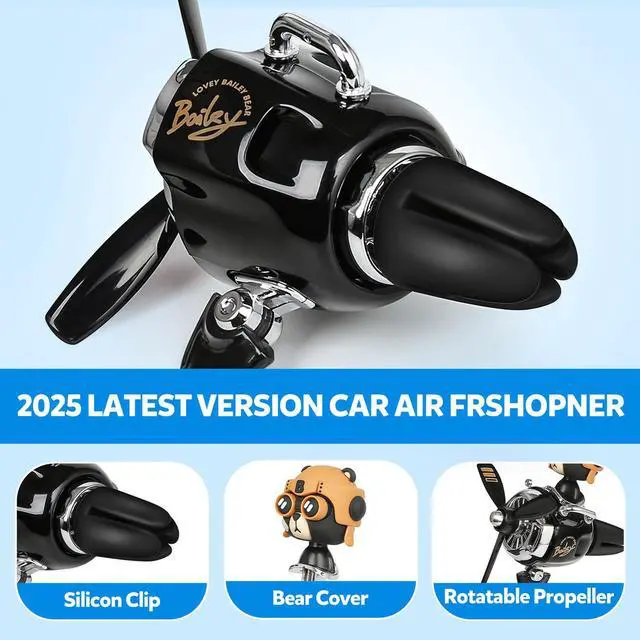 Alt view image 4 of 7 - Bear Pilot Car Fresheners Vent Clip Cute Teddy New Car Scent Automotive Air Fresheners Cartoon Air Outlet Aromatherapy Ornament Thank You Valentine's Gifts for Him Her Friends, Families