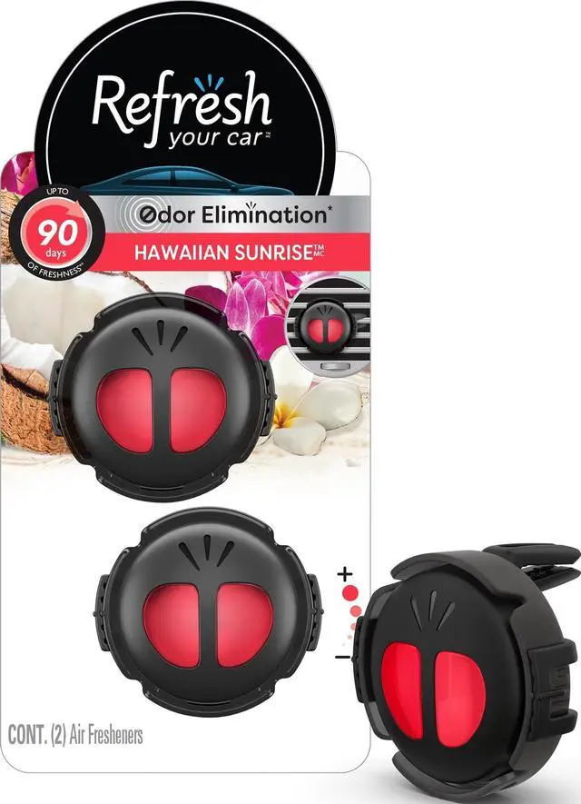 Main image of Mini Diffuser Car Air Fresheners, Hawaiian Sunrise Scent, 2 Pack, Convenient Car Diffuser