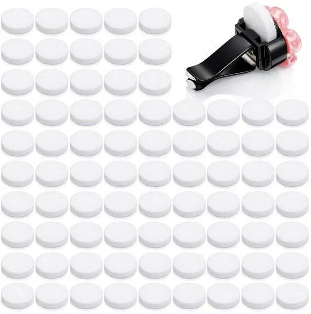 Main image of 100 PCS Car Air Freshener Refill Felt Pads White Unscented Essential Oil Perfumes Refill Pads Car Air Fresheners Clip Cars Diffuser Airs Fresheners Replacement Pad for Custom Fragrance Cars Use(17 mm)
