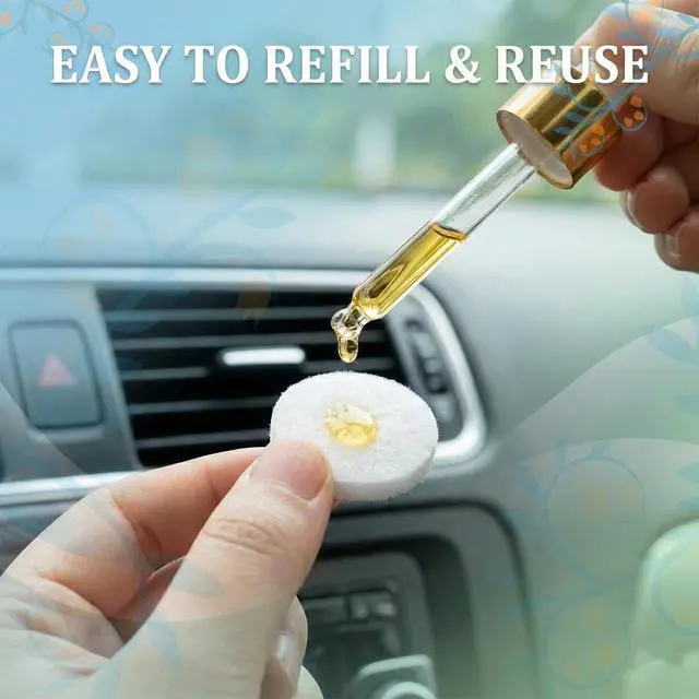 Alt view image 3 of 7 - 100 PCS Car Air Freshener Refill Felt Pads White Unscented Essential Oil Perfumes Refill Pads Car Air Fresheners Clip Cars Diffuser Airs Fresheners Replacement Pad for Custom Fragrance Cars Use(17 mm)
