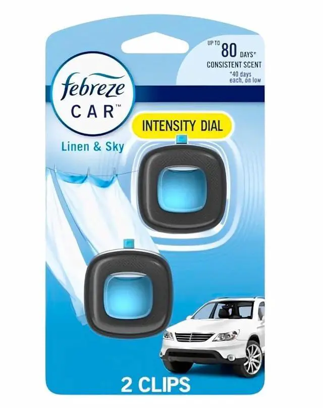 Main image of Car Air Fresheners, Linen & Sky, Odor Fighter for Strong Odors Car Vent Clips (2 Count)