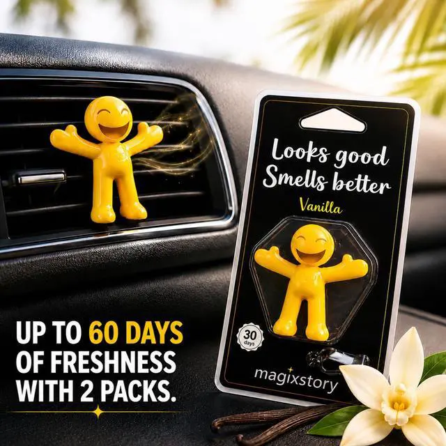 Alt view image 4 of 7 - Car Air Freshener Vent Clip, Car Accessory, Vanilla Scent, 2PK, 60 Days, | Fresh and Cute Car Accessory