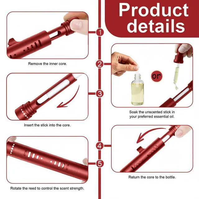 Alt view image 2 of 7 - 2 Pcs Car Air Essential Oil Diffuser Vent Clip Set (Red) | Premium Aluminum Air Freshener Diffuser with 12 Pcs Odorless Refill Sticks Suitable for Cars, Office, Kitchen, and Bedroom