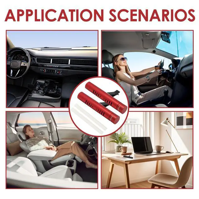 Alt view image 7 of 7 - 2 Pcs Car Air Essential Oil Diffuser Vent Clip Set (Red) | Premium Aluminum Air Freshener Diffuser with 12 Pcs Odorless Refill Sticks Suitable for Cars, Office, Kitchen, and Bedroom