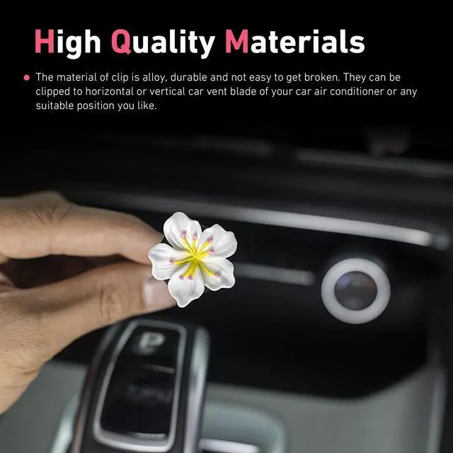 Alt view image 4 of 6 - 6PCS Cherry Blossom Flower Air Vent Clips, Cute Flower Car Accessories for Women Girls, Air Conditioning Outlet Clip for Car Interior Decoration Accessories (White,Pink&Red)