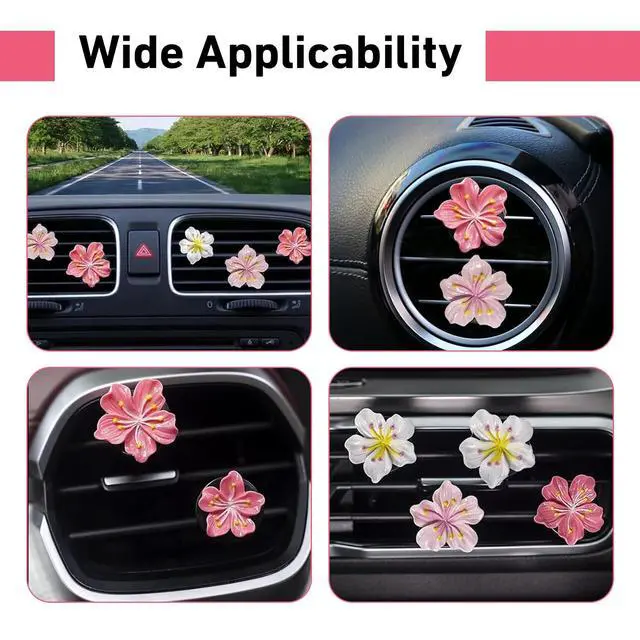 Alt view image 6 of 6 - 6PCS Cherry Blossom Flower Air Vent Clips, Cute Flower Car Accessories for Women Girls, Air Conditioning Outlet Clip for Car Interior Decoration Accessories (White,Pink&Red)