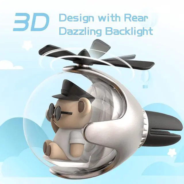 Alt view image 6 of 7 - White & Black Bear Car Air Freshener with 6-Color Auto Light Up & 4 Scented Tablets Subtle Fragrance, Decorative Auto Accessories, Cute Mother's Day and Father's Day Small Gift