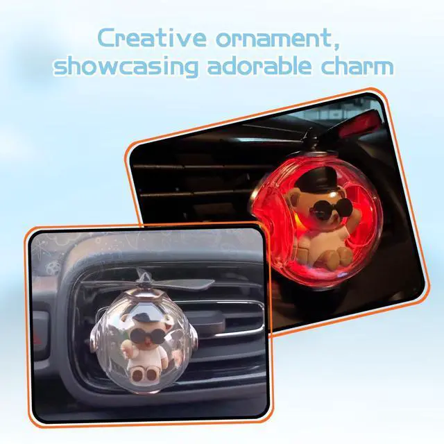 Alt view image 7 of 7 - White & Black Bear Car Air Freshener with 6-Color Auto Light Up & 4 Scented Tablets Subtle Fragrance, Decorative Auto Accessories, Cute Mother's Day and Father's Day Small Gift