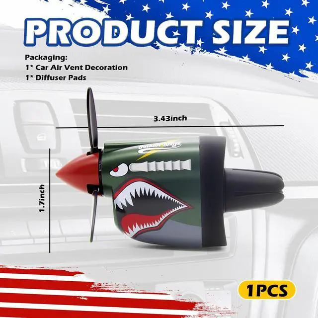 Alt view image 2 of 7 - 2026 New P-40 Warhawk Car Air Freshener,P-40 Fighter Car Vent Clips with Spinning Propeller for Reducing Odors,Universal Air Vent Decorations for Cars as Gift for Men & Pilots (P-40 Fighter Plane)