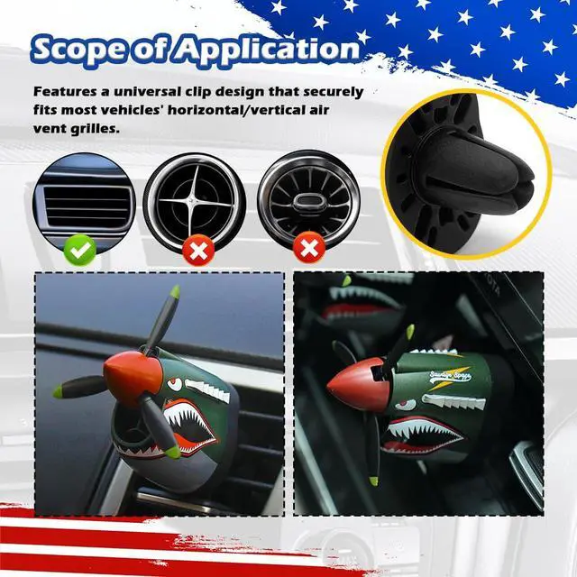 Alt view image 6 of 7 - 2026 New P-40 Warhawk Car Air Freshener,P-40 Fighter Car Vent Clips with Spinning Propeller for Reducing Odors,Universal Air Vent Decorations for Cars as Gift for Men & Pilots (P-40 Fighter Plane)