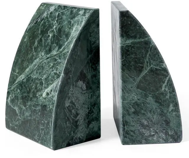 Main image of Marble Bookends for Shelves, 8Lbs Large Stone Bookends for Heavy Books, Non-Slip Heavy Duty Book Stopper, Modern Decorative Book Ends for Bookshelf Table Home Decor(Green)