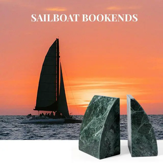 Alt view image 3 of 7 - Marble Bookends for Shelves, 8Lbs Large Stone Bookends for Heavy Books, Non-Slip Heavy Duty Book Stopper, Modern Decorative Book Ends for Bookshelf Table Home Decor(Green)