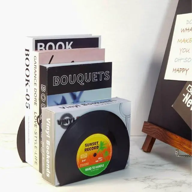 Alt view image 7 of 7 - Modern Bookends for Shelves,Retro Vinyl Record Bookends - Vintage Music Decor Bookend Set, Unique Decorative Book Stopper for Home Office & Gifts for Music Lovers(Sunset)