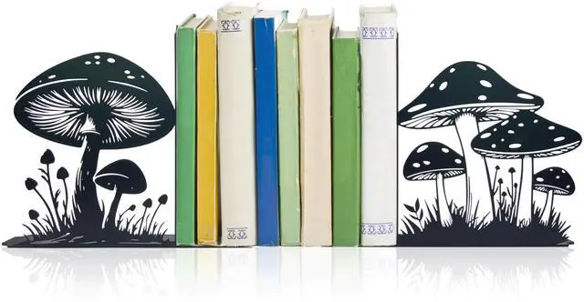 Main image of Cute Mushroom Decorative Bookends Unique and Stylish Book Ends Waterproof & Durable Perfect Size Ideal Gift for Mushroom Lovers