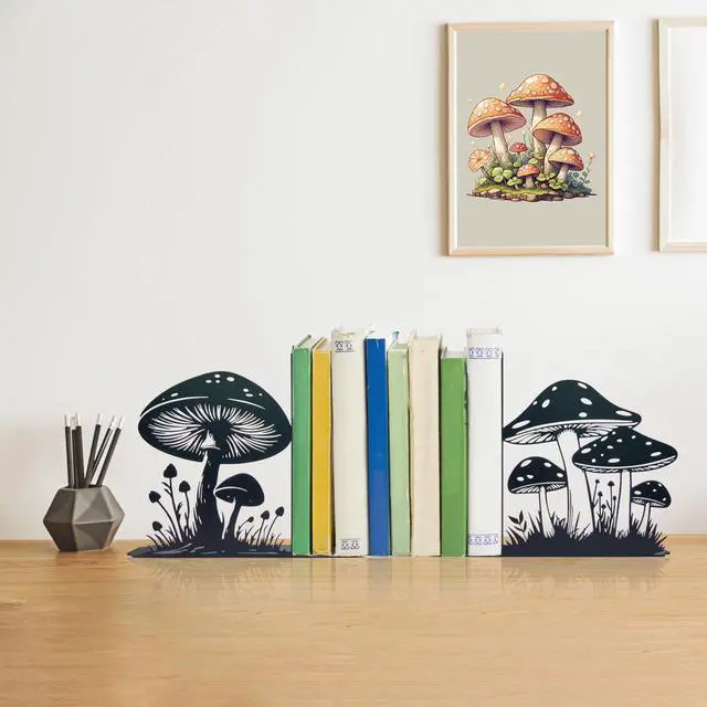 Alt view image 4 of 6 - Cute Mushroom Decorative Bookends Unique and Stylish Book Ends Waterproof & Durable Perfect Size Ideal Gift for Mushroom Lovers