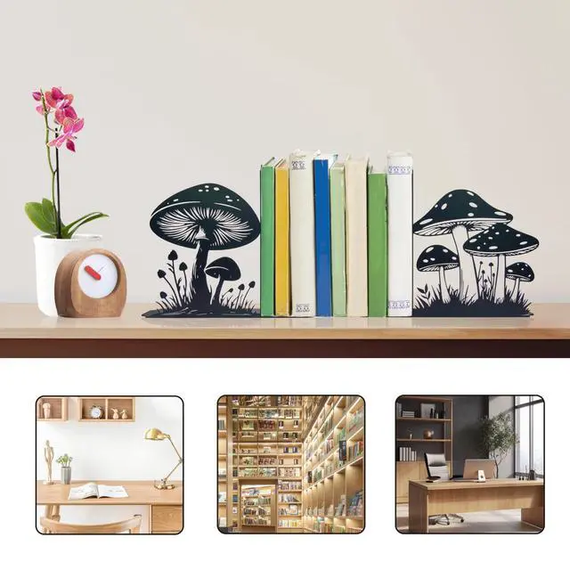 Alt view image 6 of 6 - Cute Mushroom Decorative Bookends Unique and Stylish Book Ends Waterproof & Durable Perfect Size Ideal Gift for Mushroom Lovers