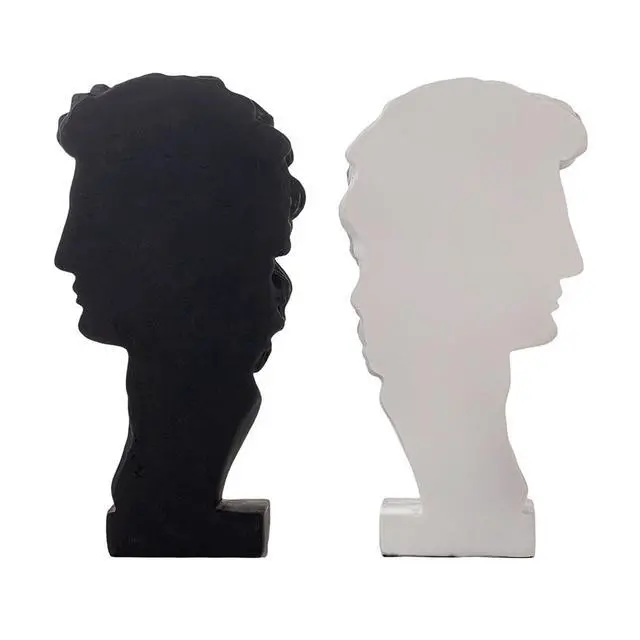 Alt view image 5 of 7 - David Decorative Bookends, Half-and-Half Book Ends, B&W 9.5'' | Creative Ornaments for Living Room Office Home Shelf Decor, 1Pair/2Piece