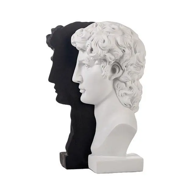 Alt view image 6 of 7 - David Decorative Bookends, Half-and-Half Book Ends, B&W 9.5'' | Creative Ornaments for Living Room Office Home Shelf Decor, 1Pair/2Piece