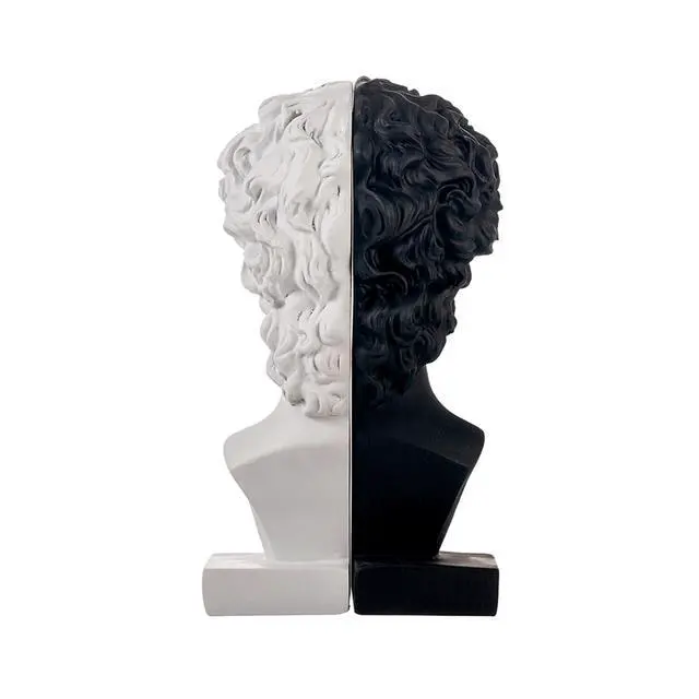 Alt view image 7 of 7 - David Decorative Bookends, Half-and-Half Book Ends, B&W 9.5'' | Creative Ornaments for Living Room Office Home Shelf Decor, 1Pair/2Piece