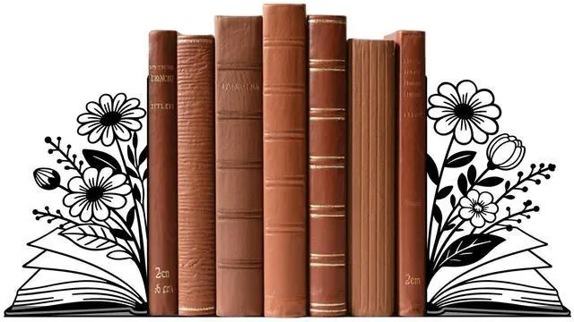 Main image of Metal Bookends Flower & Book Bookends Decorative Cute Book Ends for Shelves Bookshelf Reading Decor Bookshelf Decor Space-Saving Desk Organizer for Book Lovers Gift