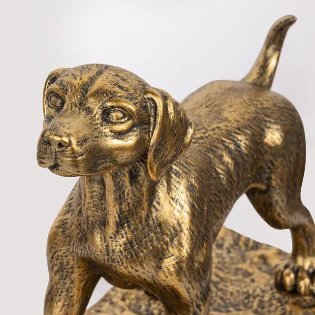 Alt view image 4 of 7 - Decorative Bookends for Shelves, Labrador Dog Book Ends for Heavy Books, Lab Dog Statues Bookends for Heavy Books with Anti-Slip Base Book Holders for Home Office Decor (Gold)