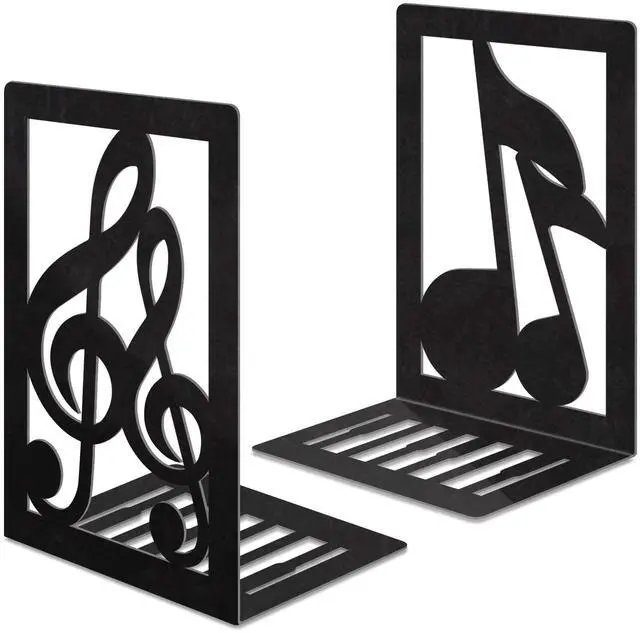 Main image of Metal Bookend,Musical Note Heavy Book Ends for Shelves | Non-Skid Bookshelf Holder,Home Decorative Bookends for Heavy Books, Music Lover Gifts