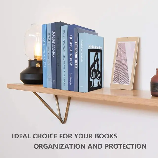 Alt view image 5 of 7 - Metal Bookend,Musical Note Heavy Book Ends for Shelves | Non-Skid Bookshelf Holder,Home Decorative Bookends for Heavy Books, Music Lover Gifts