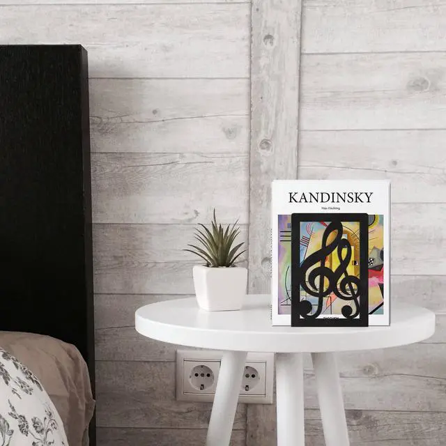 Alt view image 6 of 7 - Metal Bookend,Musical Note Heavy Book Ends for Shelves | Non-Skid Bookshelf Holder,Home Decorative Bookends for Heavy Books, Music Lover Gifts
