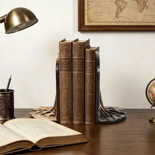 Alt view image 7 of 7 - Tree of Life Decorative Bookends Set for Heavy Books, Shelves | Vintage Bronze Metal Finish, Non-Slip Base, Cast Iron, A Great Gift Family & Friends, for Bookcases, Home, Office, Library