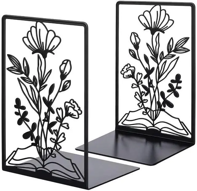 Main image of Book Lover Gifts Metal Book Shelf Accessories Bookends | Metal Book Ends TBR Storage Bookends for Shelves Decorative Bookworm Librarian Readers Booklover Bookish Reading Accessory