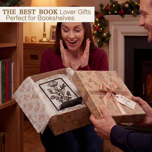 Alt view image 5 of 7 - Book Lover Gifts Metal Book Shelf Accessories Bookends | Metal Book Ends TBR Storage Bookends for Shelves Decorative Bookworm Librarian Readers Booklover Bookish Reading Accessory