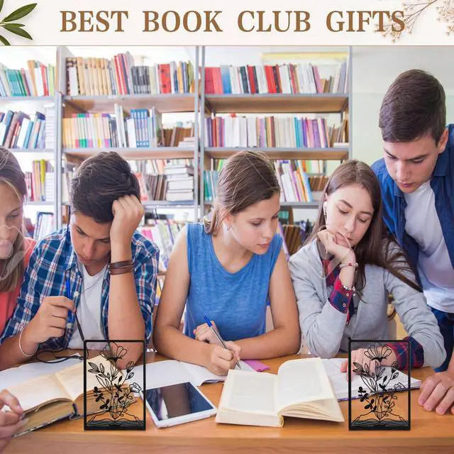 Alt view image 7 of 7 - Book Lover Gifts Metal Book Shelf Accessories Bookends | Metal Book Ends TBR Storage Bookends for Shelves Decorative Bookworm Librarian Readers Booklover Bookish Reading Accessory