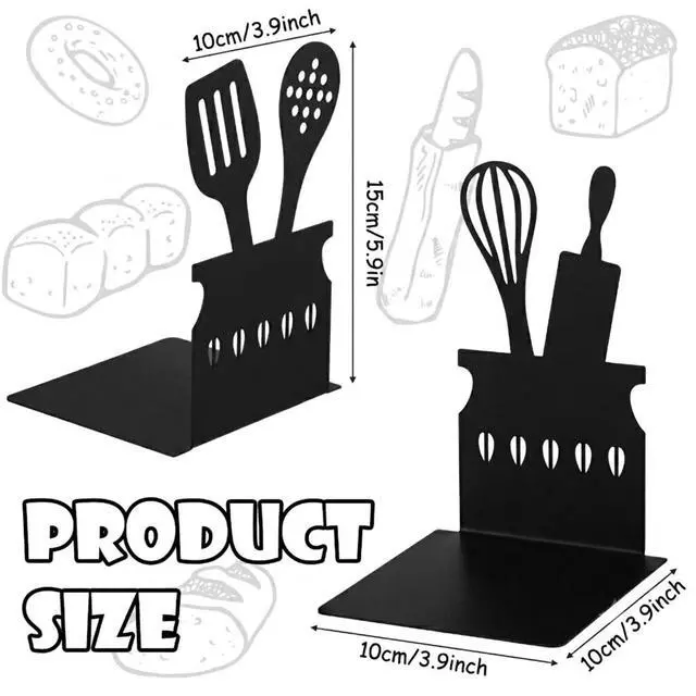 Alt view image 2 of 7 - Cookbook Bookends Cute Spoon Decorative Bookends for Kitchen | Versatile Kitchen and Home Decor, 5.9x3.9x3.9 Inch, Unique Cookbook Organizer, for Housewarming Cooking Lover Gifts