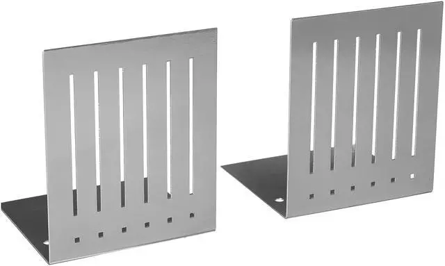 Main image of Spectrum Heavy Bookends for Book Shelves Cookbooks Vinyl Records, No Skid Heavy Duty Metal Decorative Book Stopper Sturdy Steel Holder for Home Office Large Bookends for Heavy Books, Pewter Gray