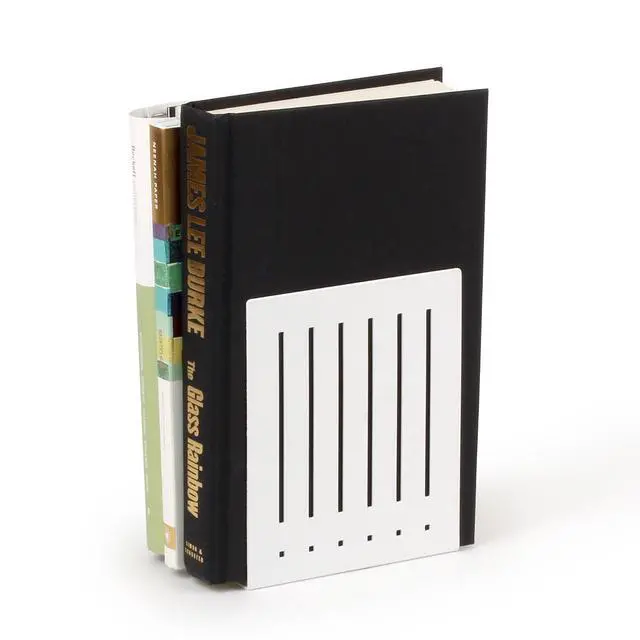 Alt view image 3 of 5 - Spectrum Heavy Bookends for Book Shelves Cookbooks Vinyl Records, No Skid Heavy Duty Metal Decorative Book Stopper Sturdy Steel Holder for Home Office Large Bookends for Heavy Books, Pewter Gray