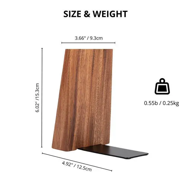 Alt view image 7 of 7 - Muso Wood Book Ends, Thickened Wooden Bookends for Heavy Books, Creative Decorative Bookends for Shelves, Non-Skid Book Ends, Handmade Acacia Wood Bookends | Thickened Non-Skid Design