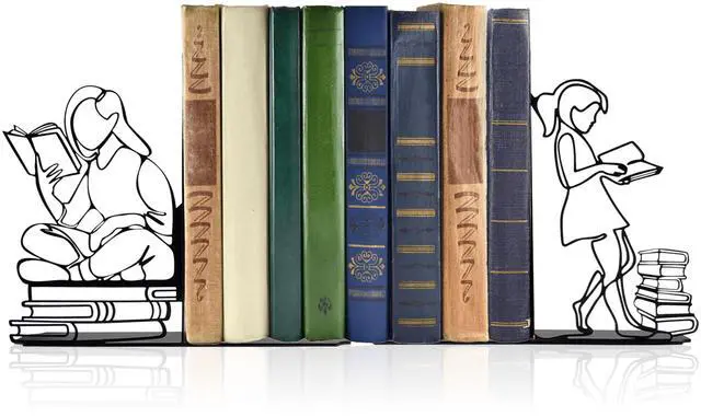 Main image of Cute Bookends Decorative, Durable Metal Book Holders with Timeless Appeal, Black, 1 Piece, 6.3x4.5x1.2 inches