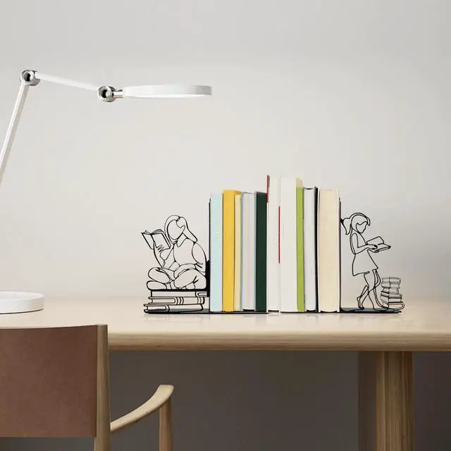 Alt view image 4 of 6 - Cute Bookends Decorative, Durable Metal Book Holders with Timeless Appeal, Black, 1 Piece, 6.3x4.5x1.2 inches