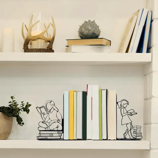 Alt view image 3 of 6 - Cute Bookends Decorative, Durable Metal Book Holders with Timeless Appeal, Black, 1 Piece, 6.3x4.5x1.2 inches