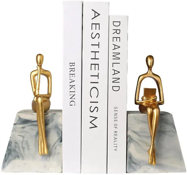 Main image of Book Ends for Shelves to Hold Books,Heavy Duty Thinker Abstract Statue | Decorative Bookends for Home Office Bookshelf, Gift for Book Lovers,1 Pair