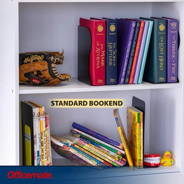 Alt view image 2 of 4 - Adjustable Bookends, Expandable 4"-18", Black. | 4 to 18-Inch, Book Ends for Shelves, Office Book Supports for Books, Binders, Flexible Shelf Organization