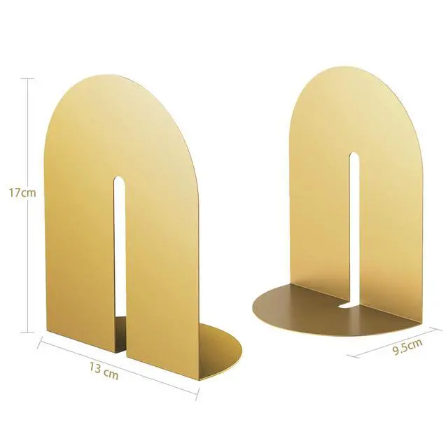 Alt view image 3 of 4 - Runway Gold Bookends for Books,1 Pair Metal Book Holders for Office Shelves Adults & Kids Gift(Gold)