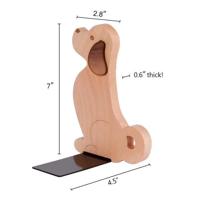 Alt view image 2 of 7 - Book Ends - Puppy Dog Wooden Bookends for Kids Book Ends for Shelves Office